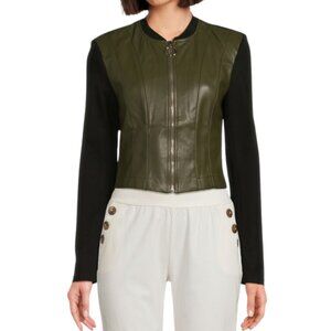 Patrizia Luca Milano Women's XS Cropped Jacket Olive & Black Full Zip - NWT